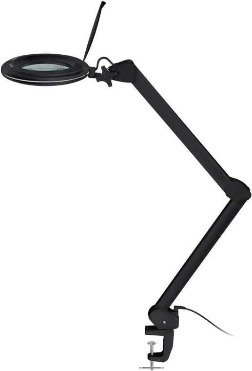 Goobay 64986 LED Lupenleuchte mit Tischklemme Ø 127mm Echtglas Linse 3 Dioptrien Lupe Licht dimmbar Lupenlampe / Schwarz