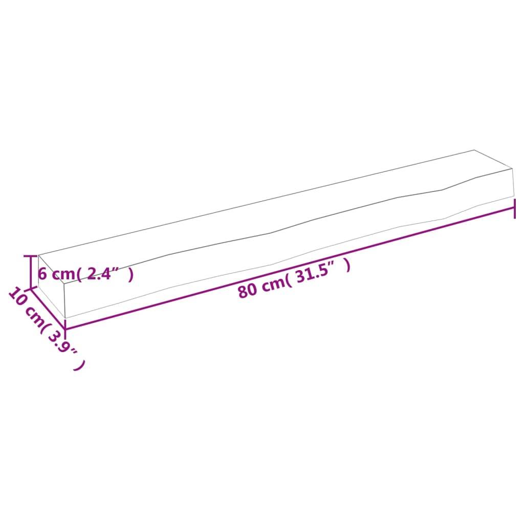 vidaXL Wandregal 80x10x6 cm Massivholz Eiche Unbehandelt