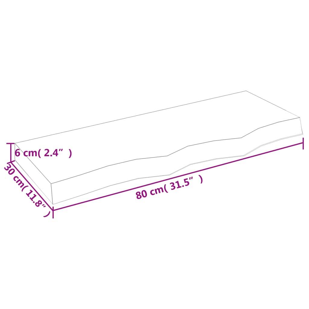 vidaXL Wandregal 80x30x(2-6) cm Massivholz Eiche Unbehandelt