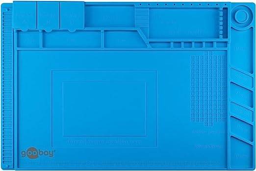 Goobay 61670 Magnet Silikon Lötmatte Arbeitsunterlage / Rutschfeste Hitbeständige Arbeitsmatte zum Löten / Blau