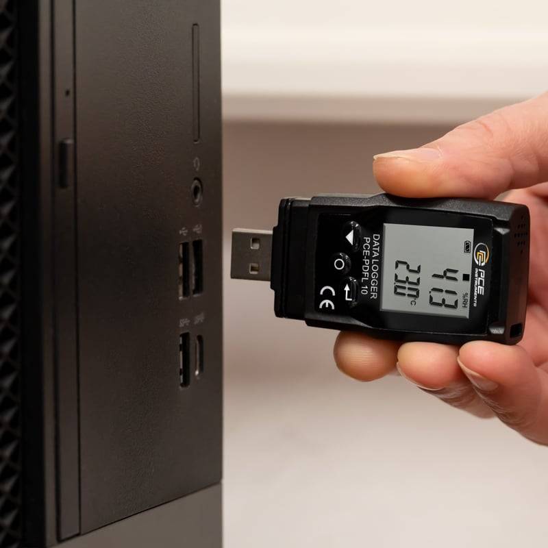 PCE Instruments PDF-Datenlogger PCE-PDFL 10 |13340 Messpunkte |Temperatur |Luftdruck |PDF CSV Export|Software |-30..60°C