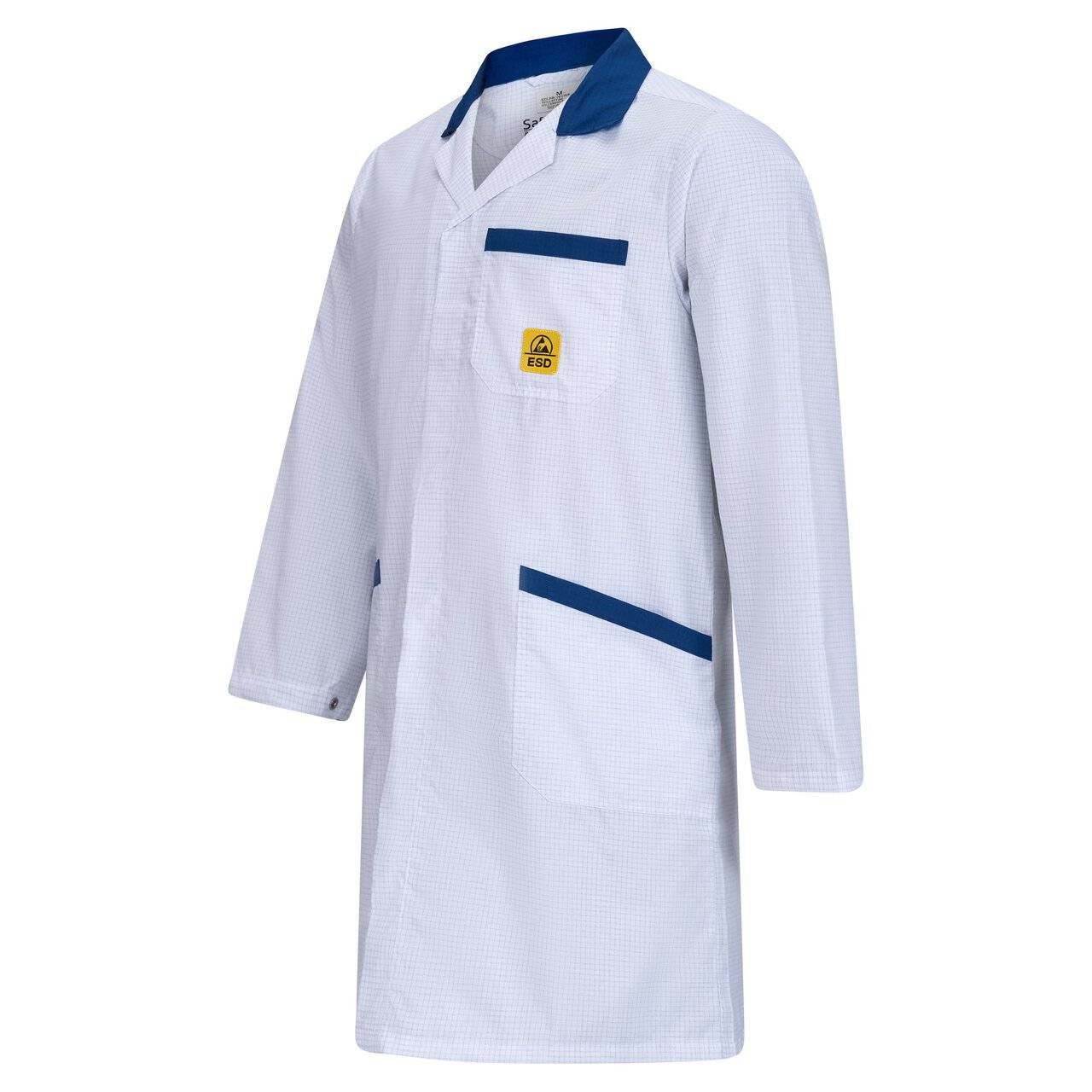 ESD-Arbeitsmantel Pro Line, 146 g/m², weiß/blau, M