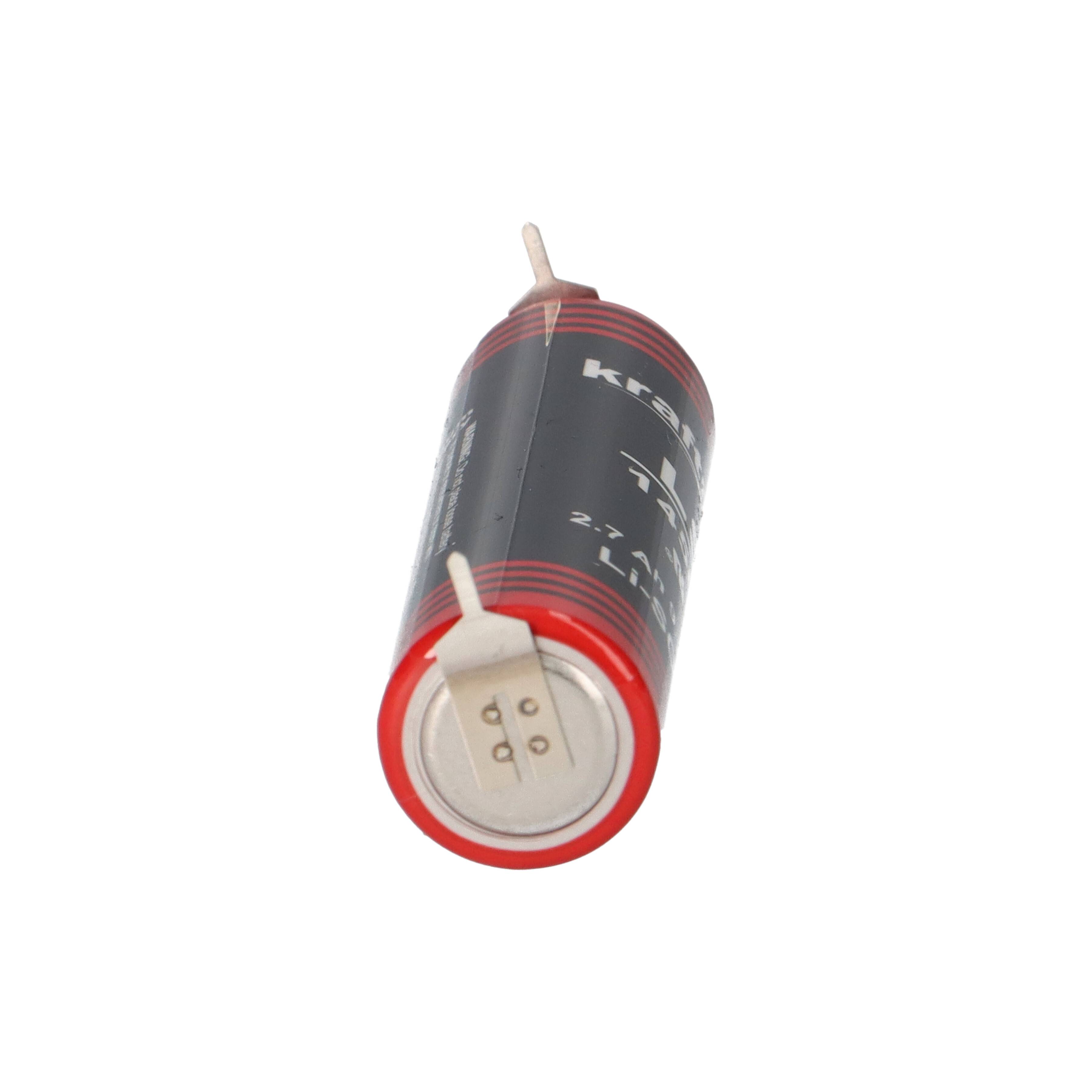 Kraftmax LS14500 3,6V 2,6Ah AA Li-SOCl₂ – 2 Printpins +/-
