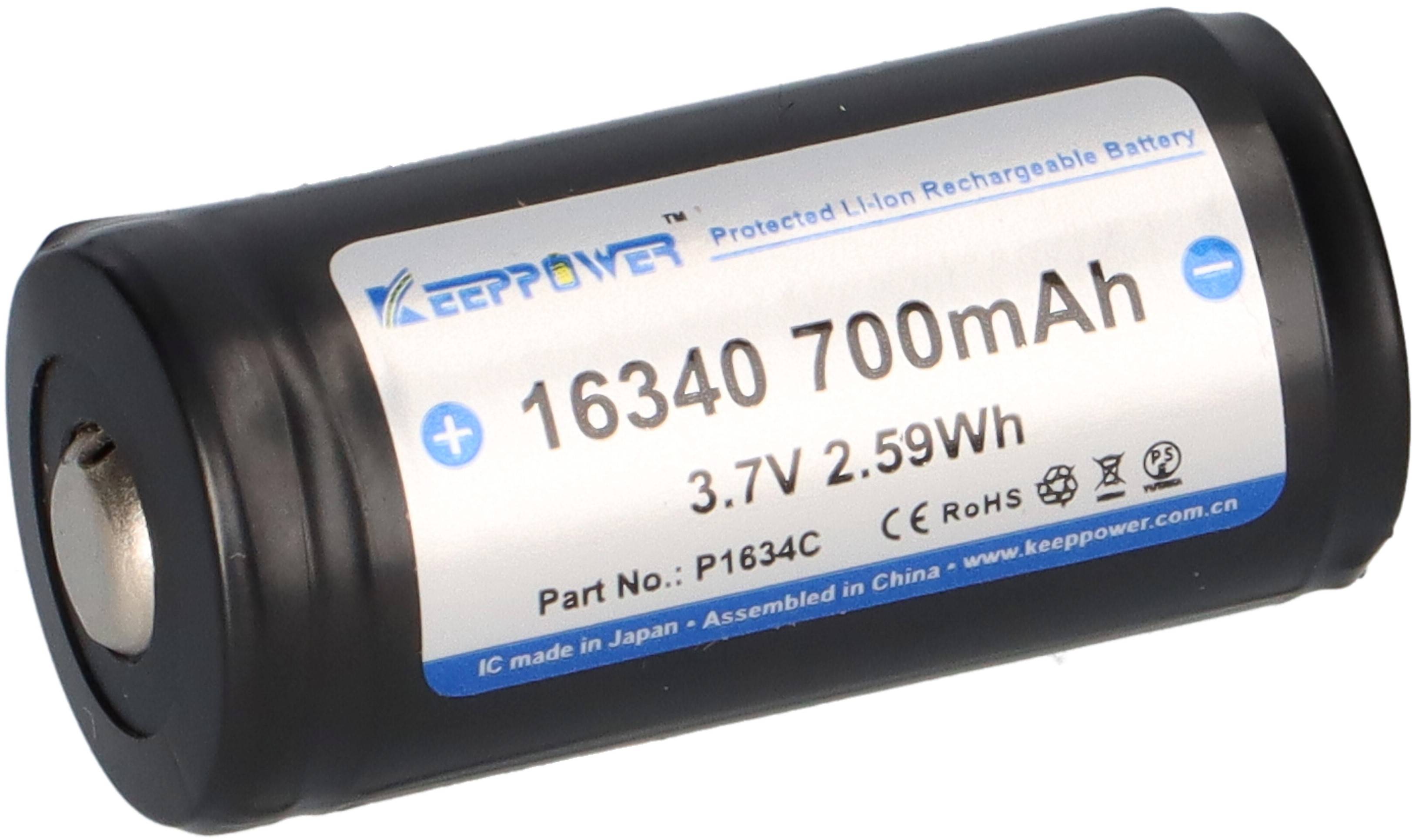 Keeppower 16340 3,6V 700mAh Akku (geschützt) - 1.4A