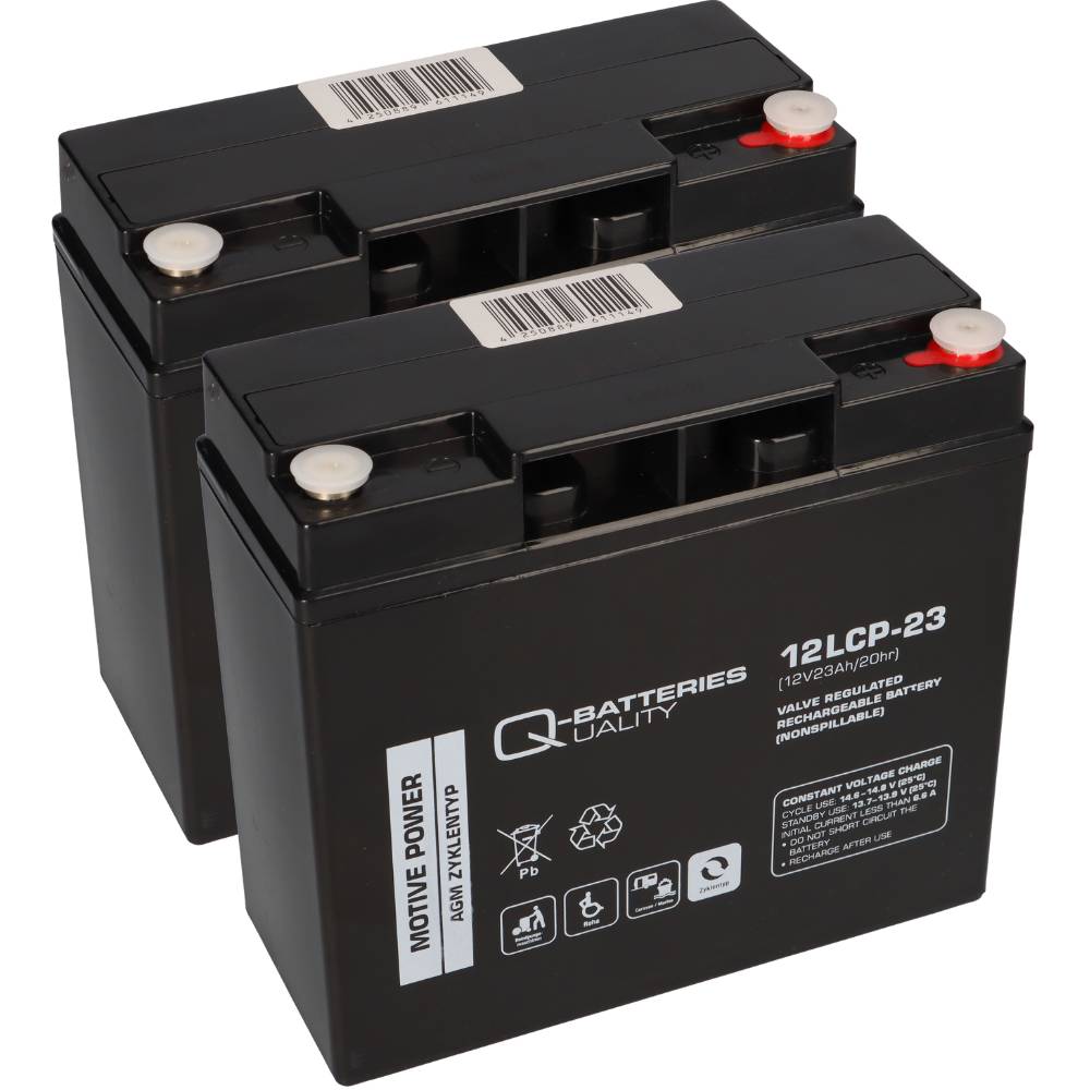 24V 23Ah Akku-Satz 2x Q-Batteries 12LCP-23 für Mobilis M23 M24 M34 M35