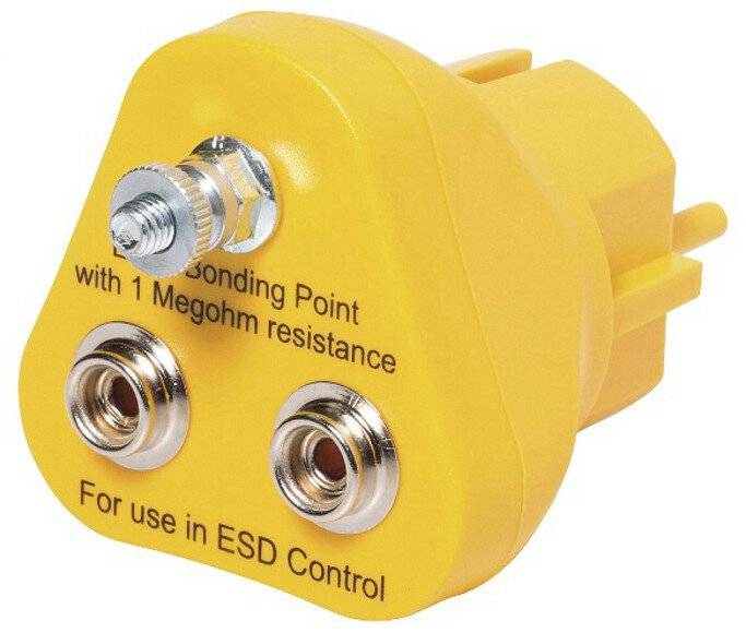 ESD-Erdungsstecker, 2x 10 mm Druckknopf, gelb