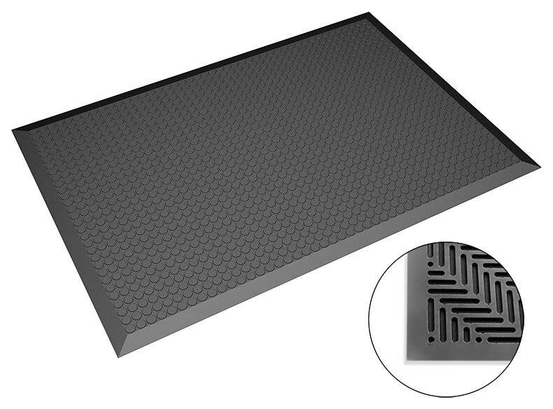 ESD-Bodenmatte, schwarz, flache Noppen, 950 x 1850 x 14 mm