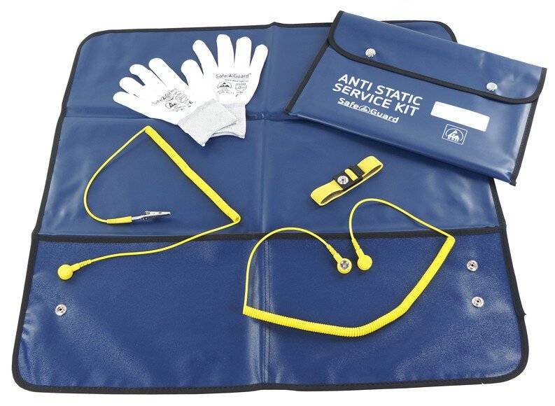 ESD-Service Kit, Handschuhe, einfache Krokoklemme, blau