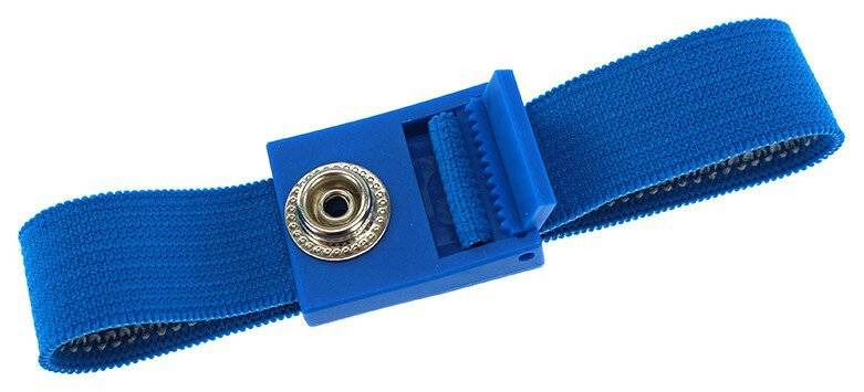 ESD-Armband, 10 mm Druckknopf, verzahnter Verschluss, hellblau, 220 mm