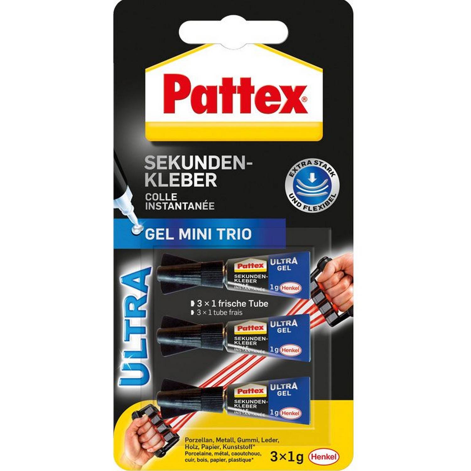 Pattex Sekundekleber Ultra Gel mini Trio Sekundenkleber 9H PSMG3 - 3 T