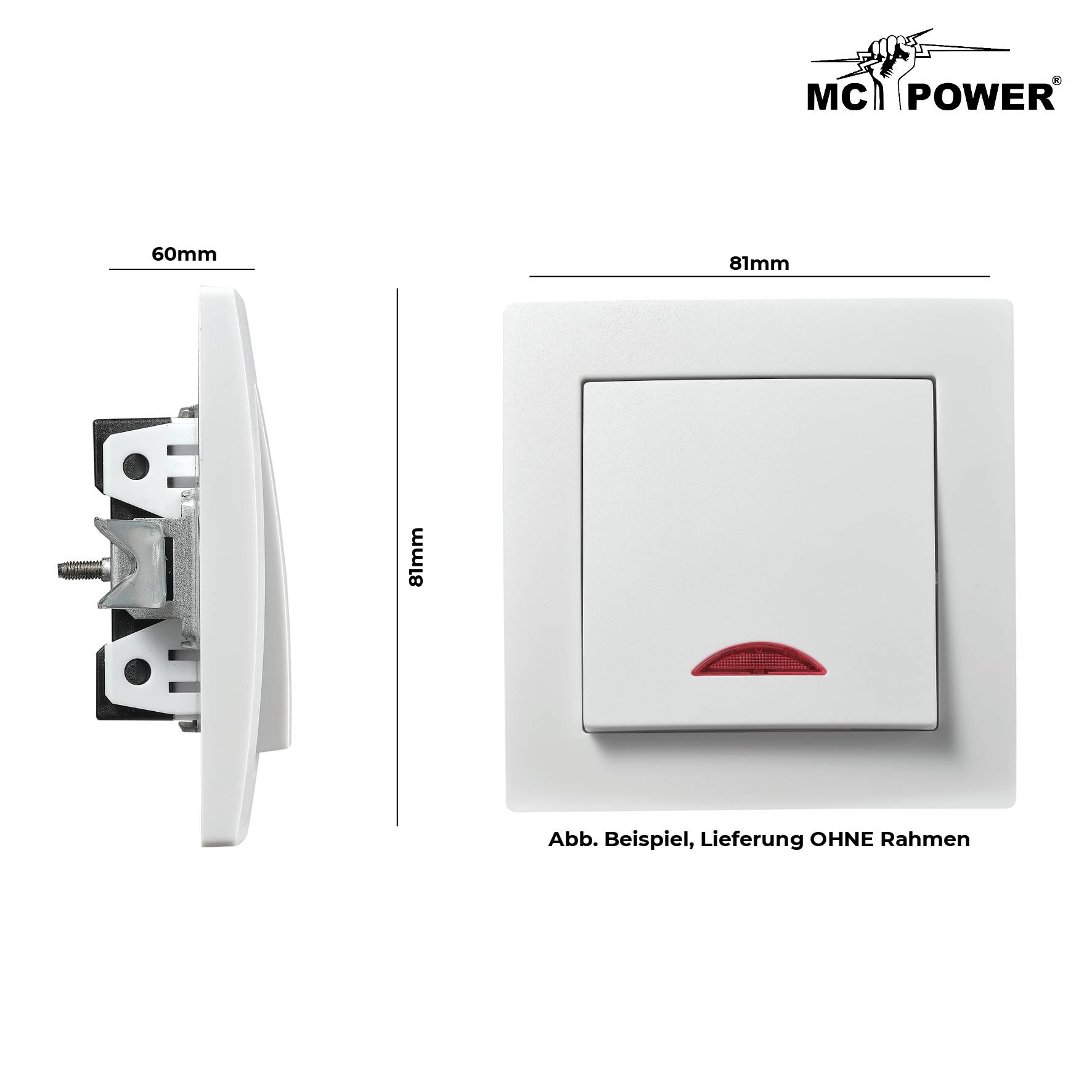 Schalter McPower "Flair", 250V~/10A, UP, weiß mit Orientierungsleuchte