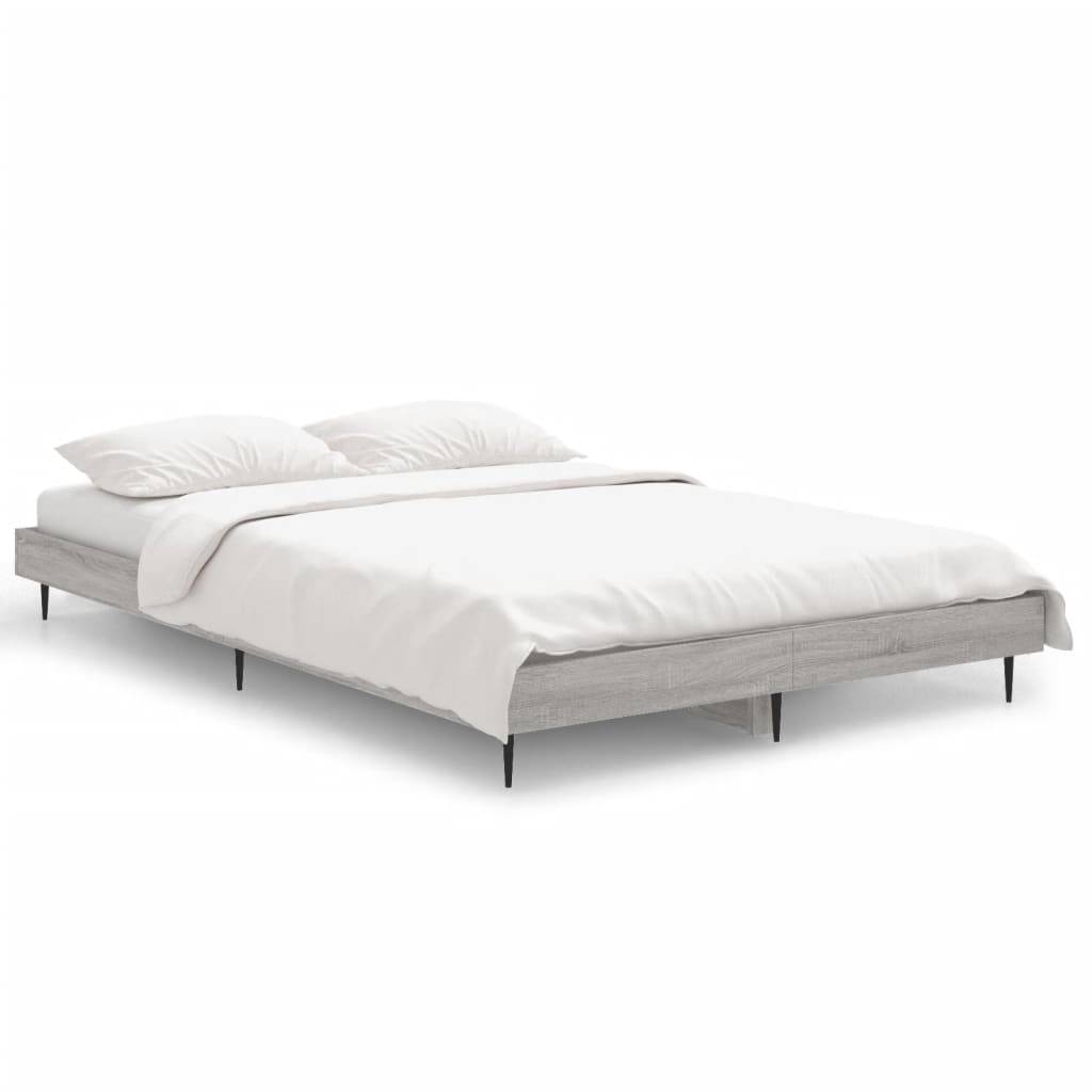 vidaXL Bettgestell Grau Sonoma 120x190 cm Holzwerkstoff