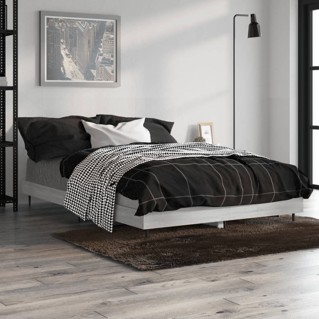 vidaXL Bettgestell Grau Sonoma 120x190 cm Holzwerkstoff