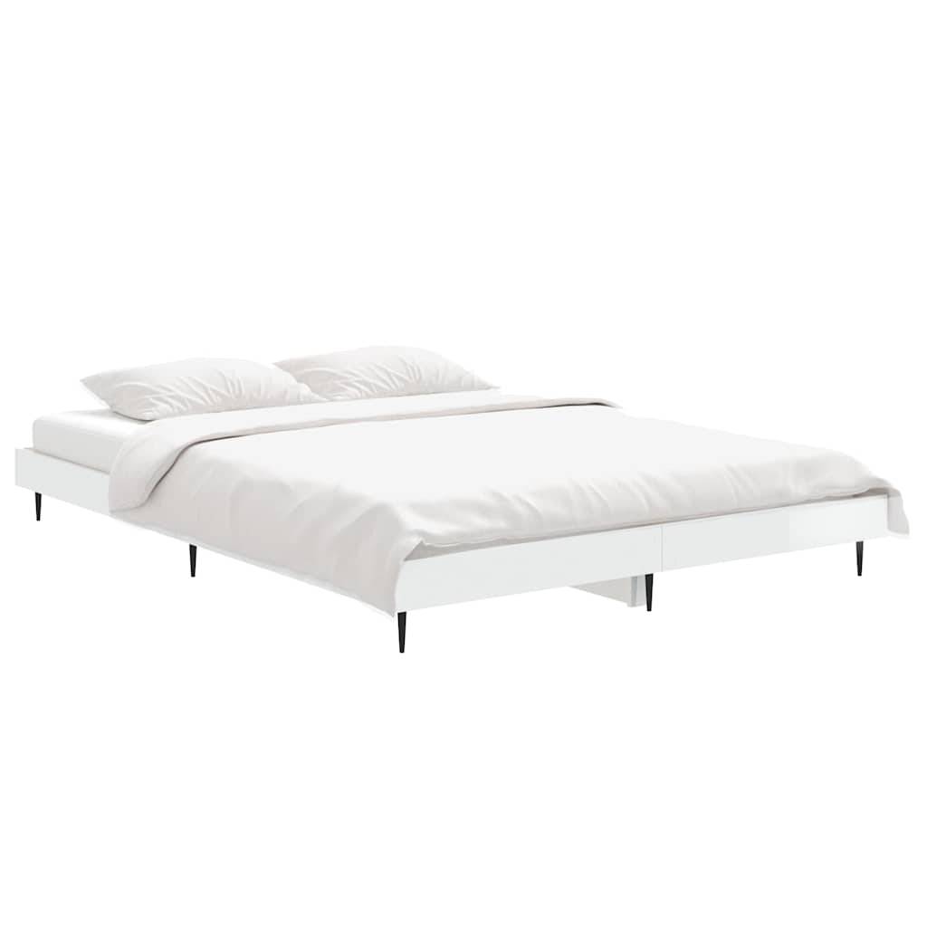 vidaXL Bettgestell Hochglanz-Weiß 140x190 cm Holzwerkstoff