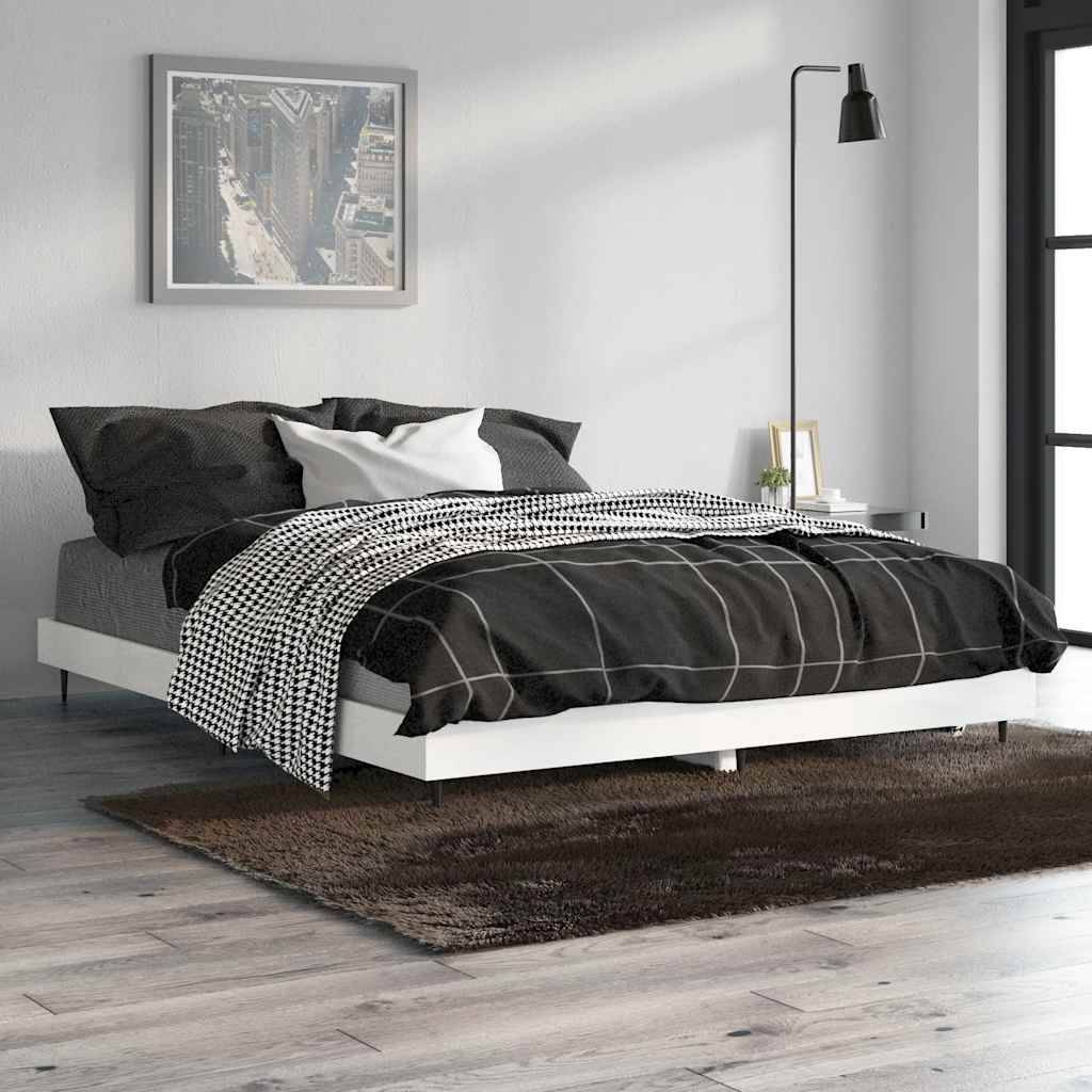 vidaXL Bettgestell Hochglanz-Weiß 140x190 cm Holzwerkstoff