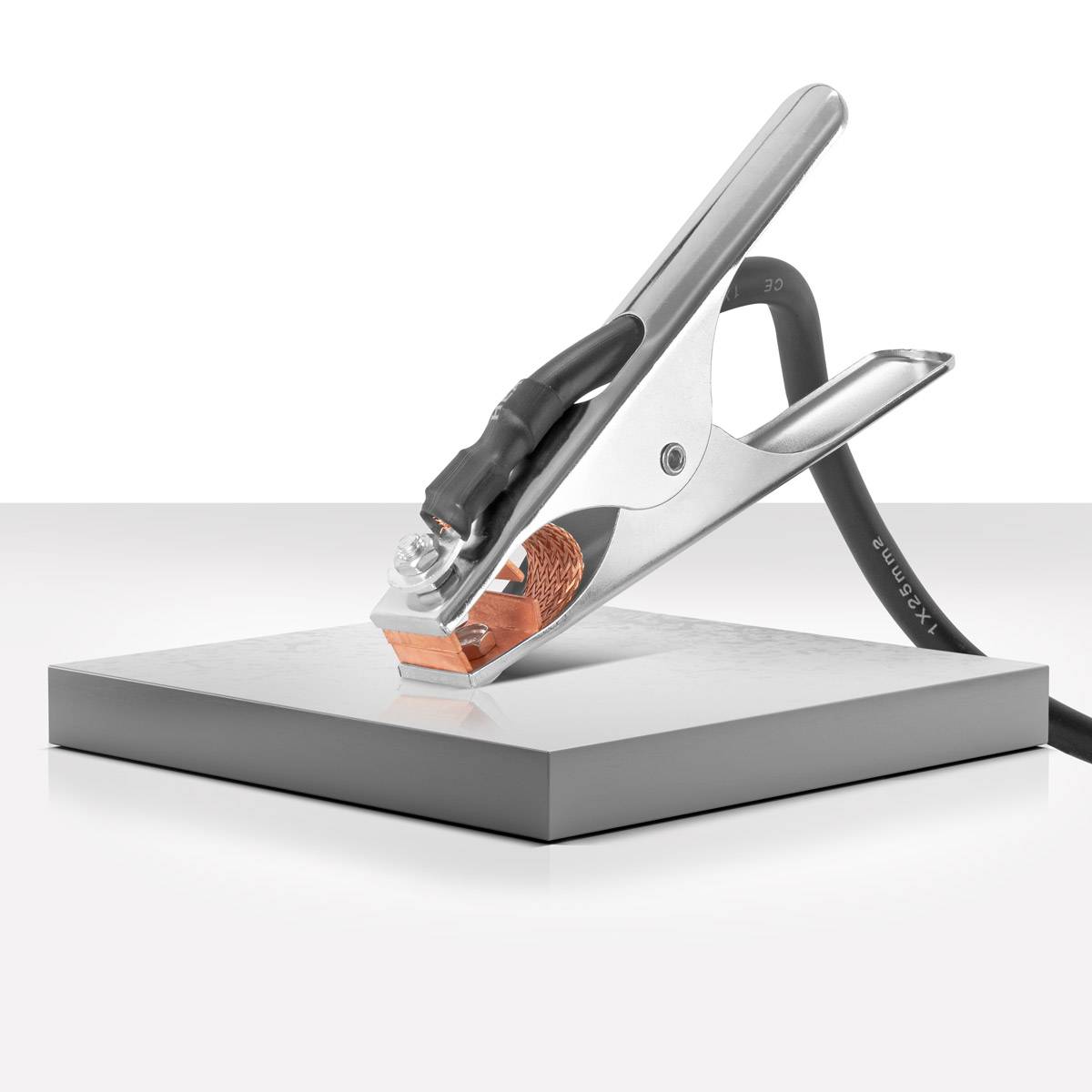 STAHLWERK Massezange 300 A Masseklemme 5 m Schweißkabel mit 25 mm² 13 mm Stecker