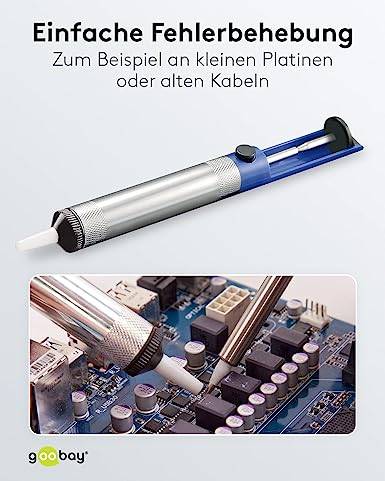 Goobay 51200 Entlötpumpe zum Entlöten & Lötabsaugung antistatische Lötpumpe Entlötsaugpumpe als Lötzinn Entferner Pumpe