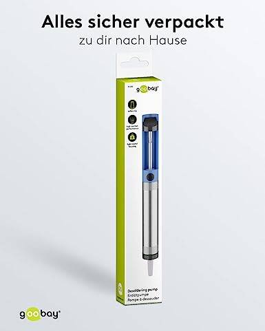 Goobay 51200 Entlötpumpe zum Entlöten & Lötabsaugung antistatische Lötpumpe Entlötsaugpumpe als Lötzinn Entferner Pumpe