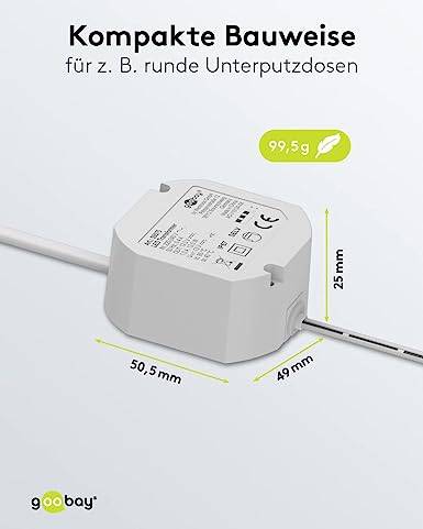 Goobay 59575 LED Trafo 230V auf 12V Gleichspannung (DC) / 12W LED Beleuchtung / IP67 Außen LED Treiber / Transformator