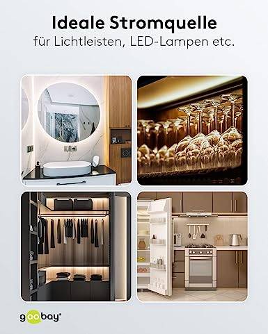 Goobay 59575 LED Trafo 230V auf 12V Gleichspannung (DC) / 12W LED Beleuchtung / IP67 Außen LED Treiber / Transformator