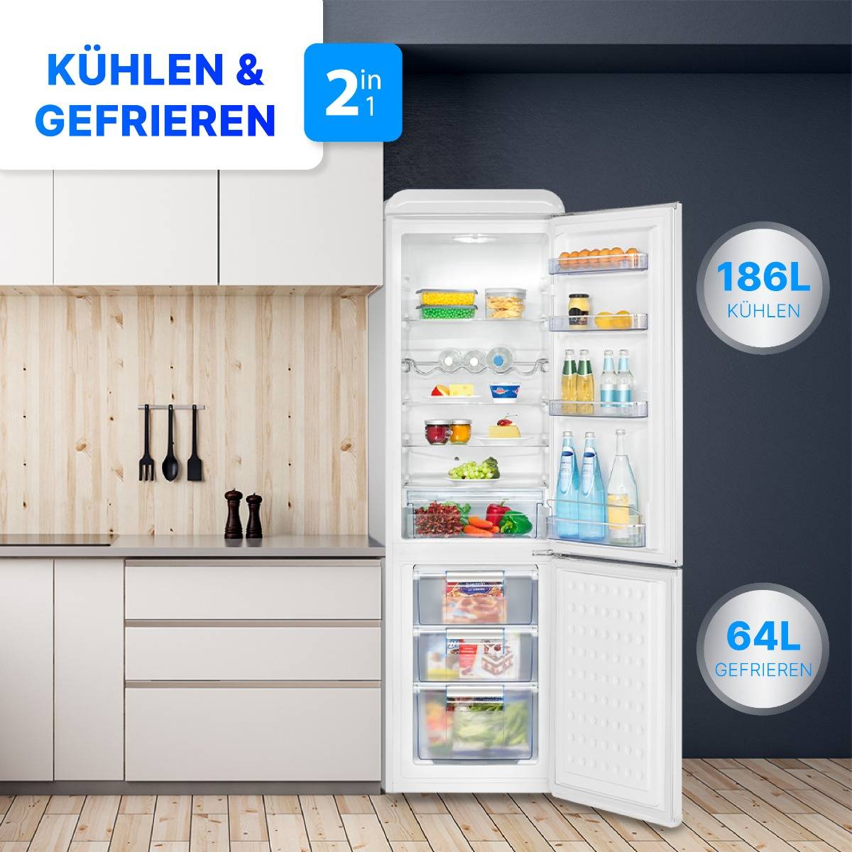 Bomann Retro Kühl-/Gefrierkombination KGR 7328.1 weiß 250 Liter