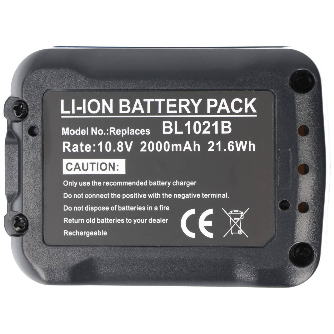Akku passend für Makita BL1021B, Li-ion, 12V max. (10,8V), 2000mAh, 21,6Wh, schwarz