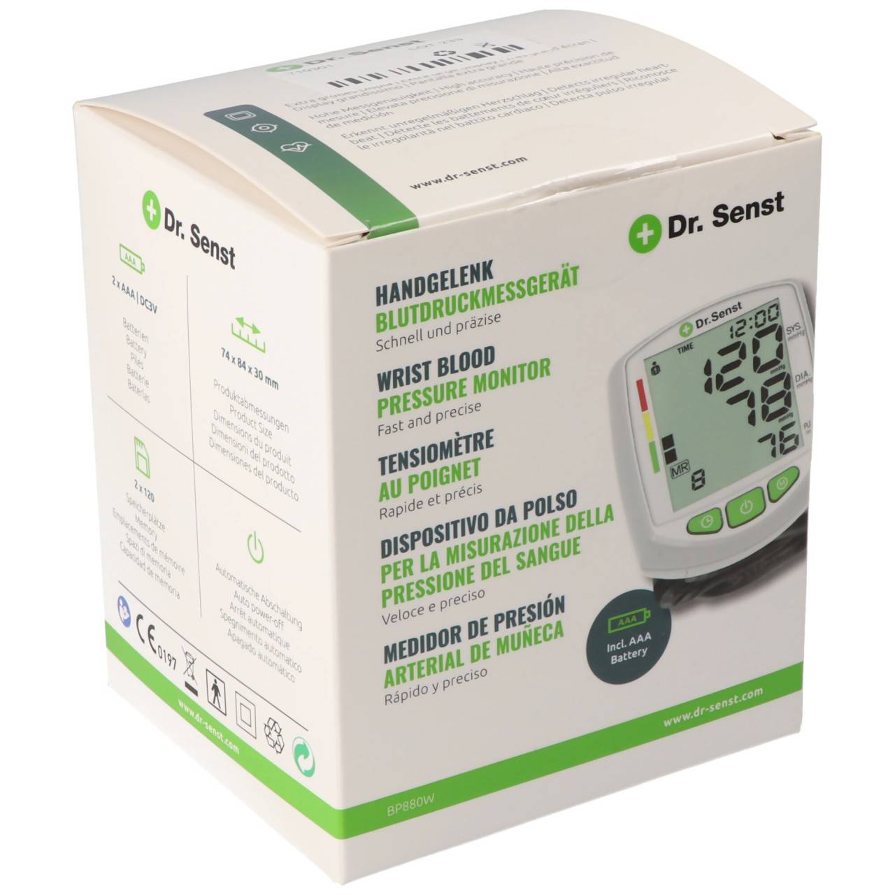 Dr. Senst® Handgelenk-Blutdruckmessgerät BP880W inkl. Batterien