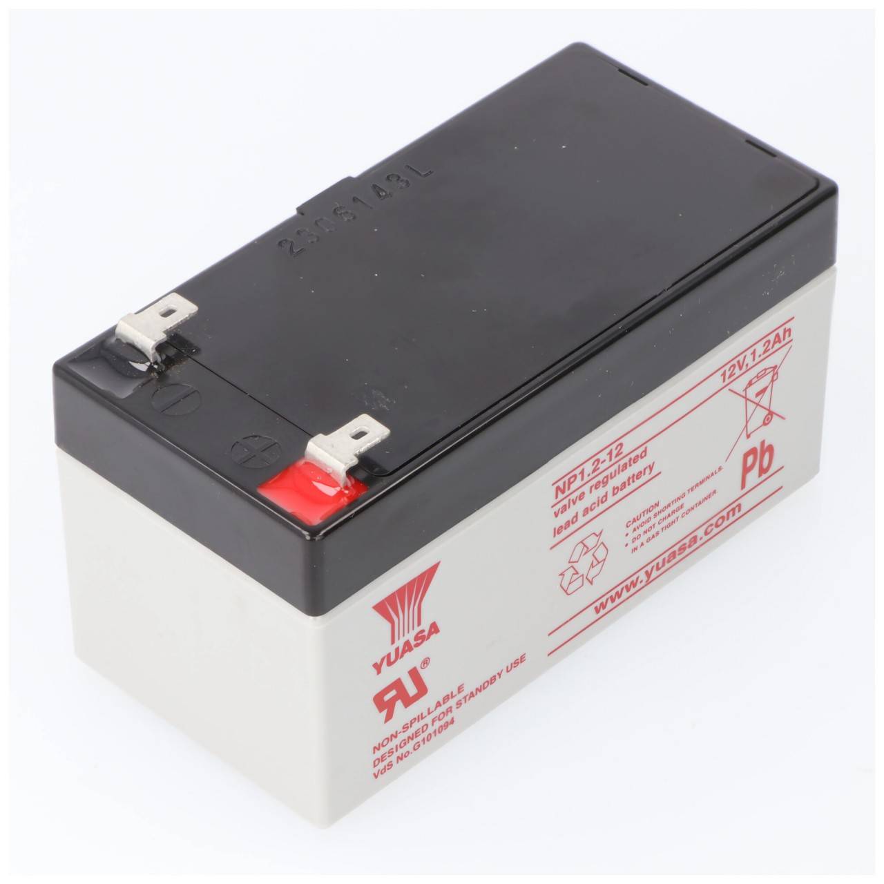 Yuasa NP1.2-12 NP1.2-12 Bleiakku 12 V 1.2 Ah Blei-Vlies (AGM) (B x H x T) 97 x 55 x 48 mm Flachstecker 4.8 mm Wartungsfrei, VDS-Zertifizierung
