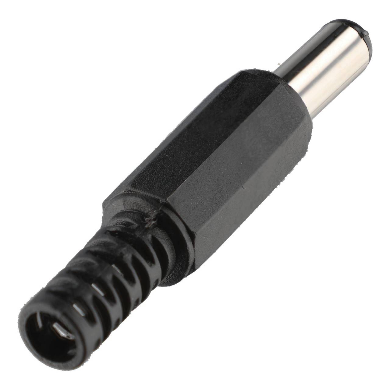 DC-Stecker mit Knickschutz, 2,1x5,5mm, Schaftlänge 14mm