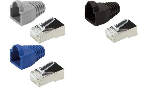 LogiLink RJ45 Stecker, Kat.5e, mit Knickschutztülle, grau (11112236)