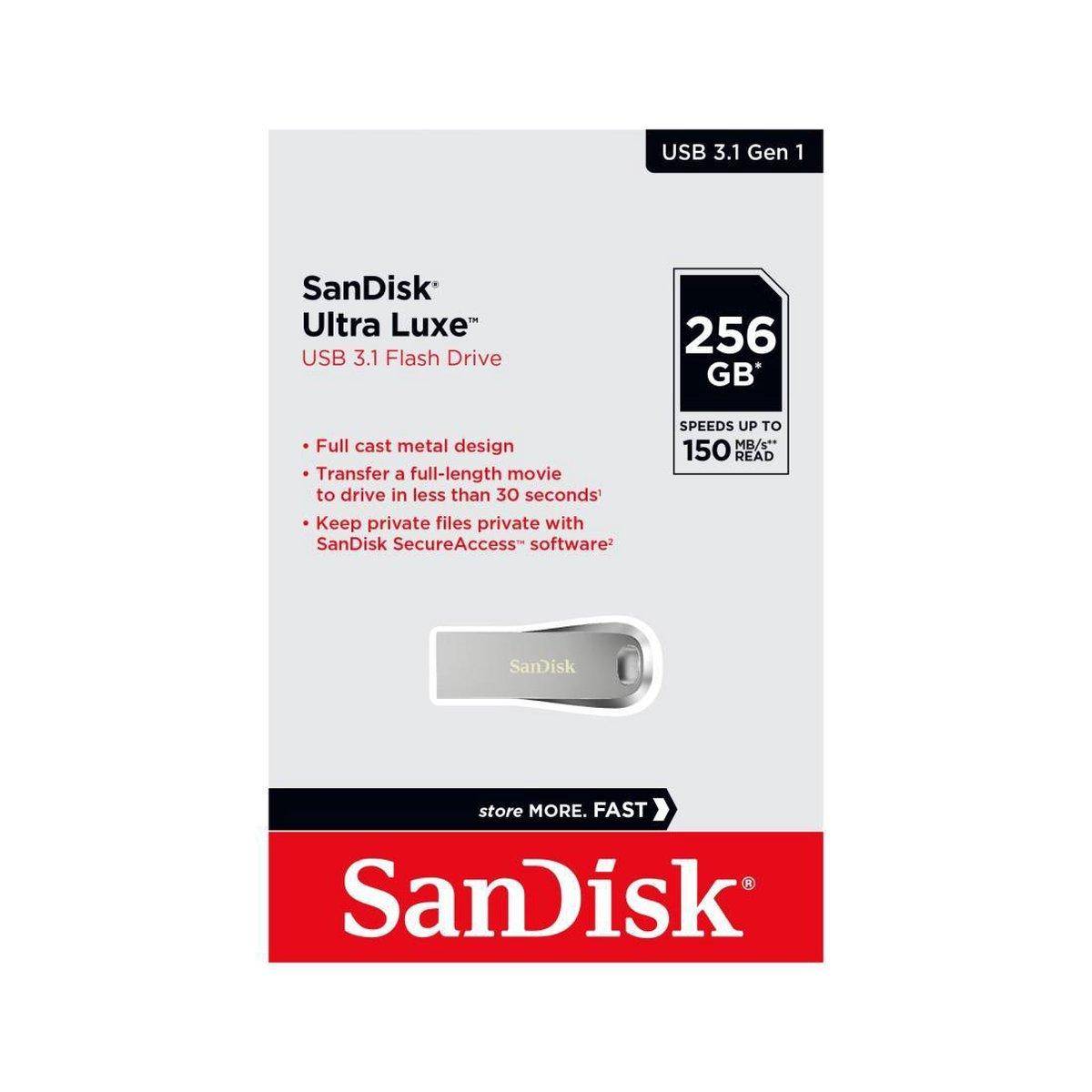 SanDisk Ultra Luxe USB-Stick 256 GB Silber SDCZ74-256G-G46 USB 3.2 Gen 1