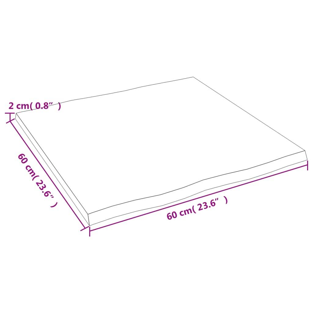 vidaXL Tischplatte 60x60x2 cm Massivholz Eiche Unbehandelt Baumkante