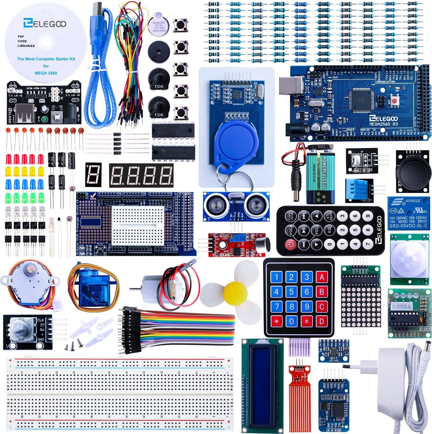 Lernset mit Mega 2560 R3 Board, Sensoren und Aktoren für Mikrocontroller-Projekte