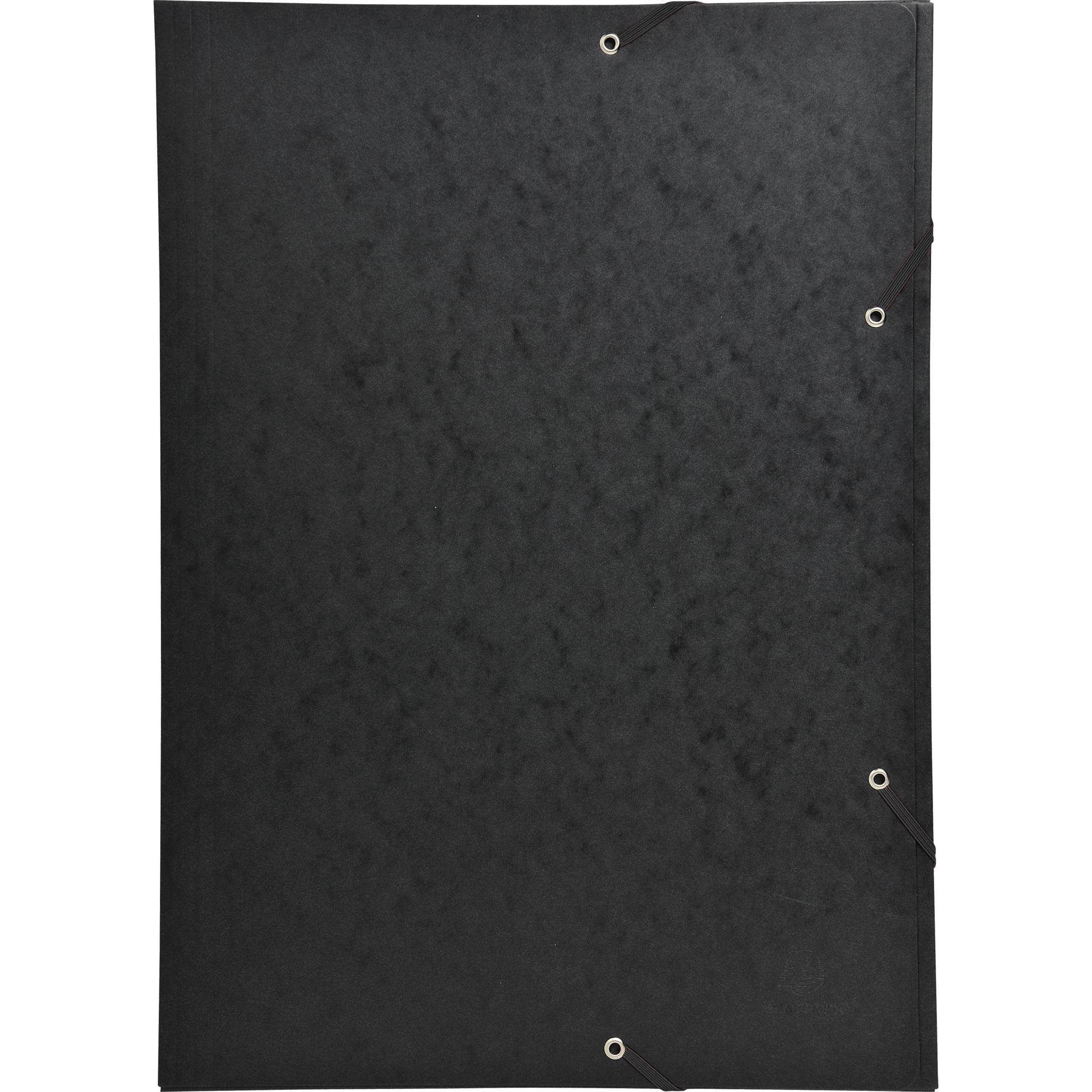 Exacompta 5x Sammelmappe + Gummizug 3 Klappen Karton 600g/qm A3 Schwarz 59502E