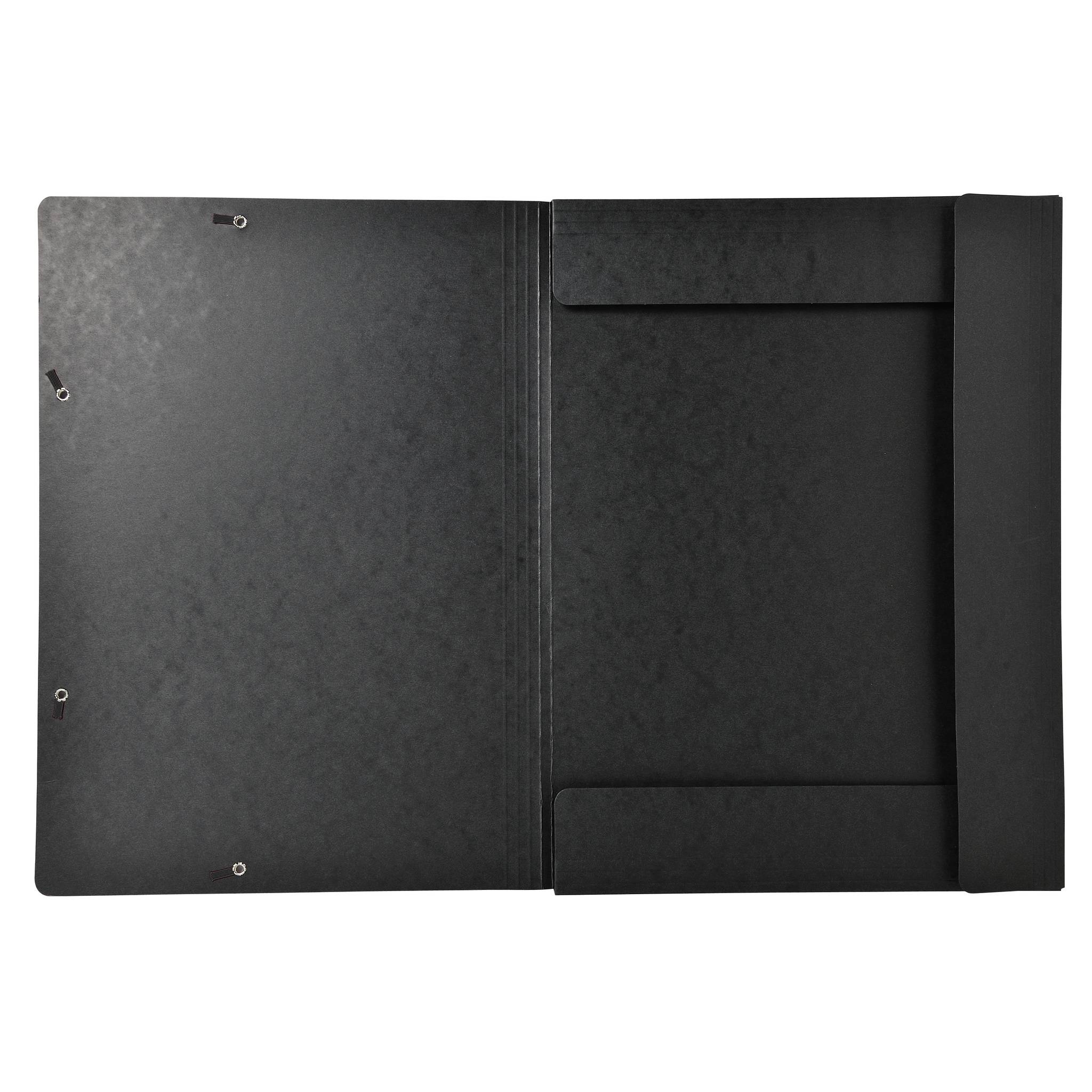 Exacompta 5x Sammelmappe + Gummizug 3 Klappen Karton 600g/qm A3 Schwarz 59502E