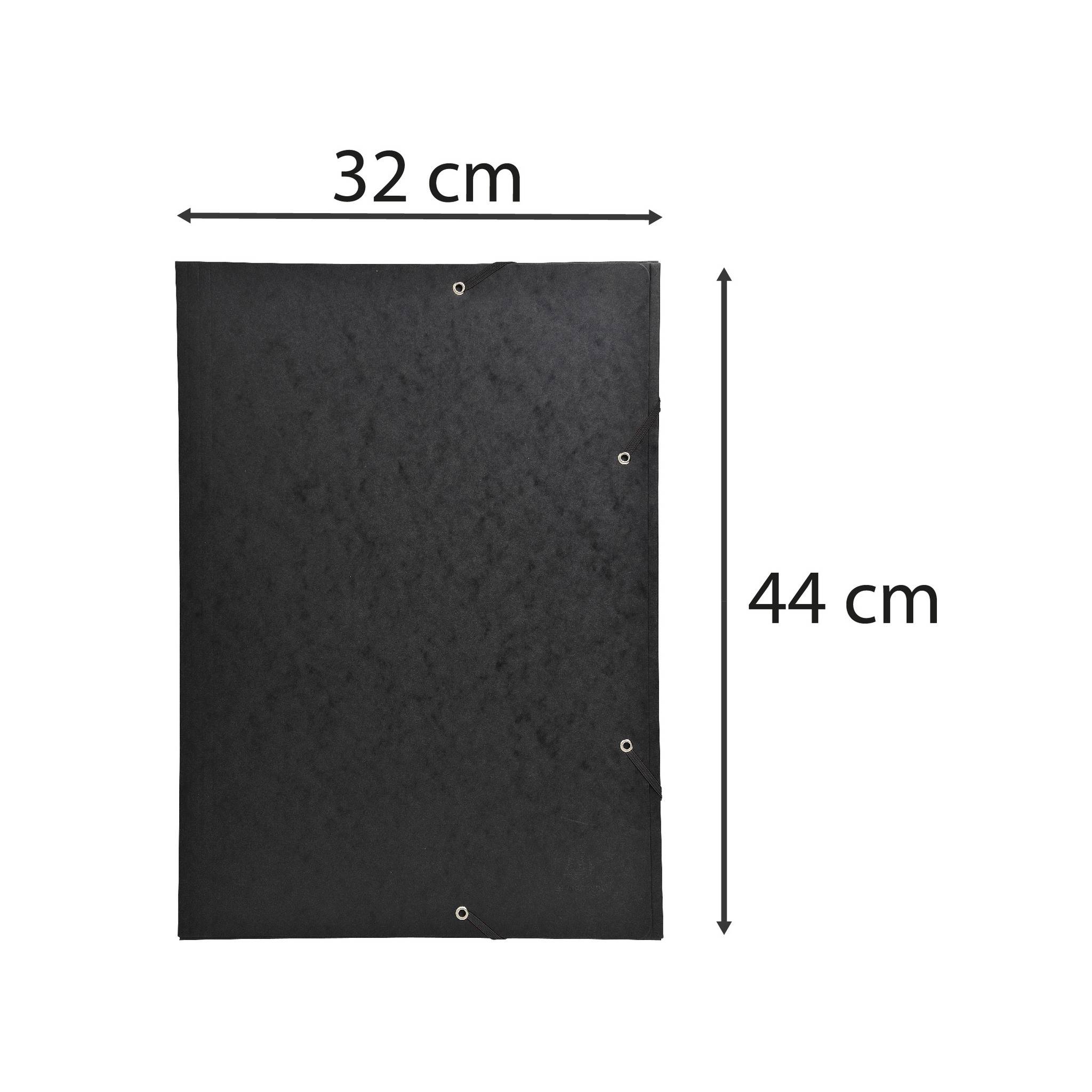 Exacompta 5x Sammelmappe + Gummizug 3 Klappen Karton 600g/qm A3 Schwarz 59502E