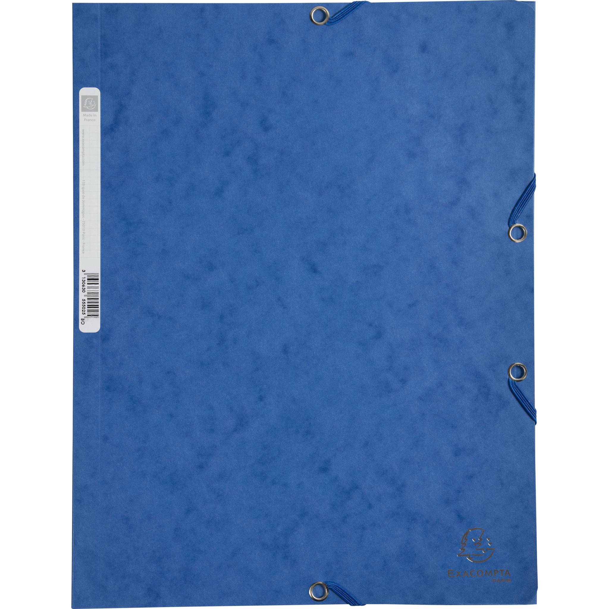 Exacompta 25x Sammelmappe + Gummizug 3 Klappen Karton 400g/m2 A4 Blau 55502E