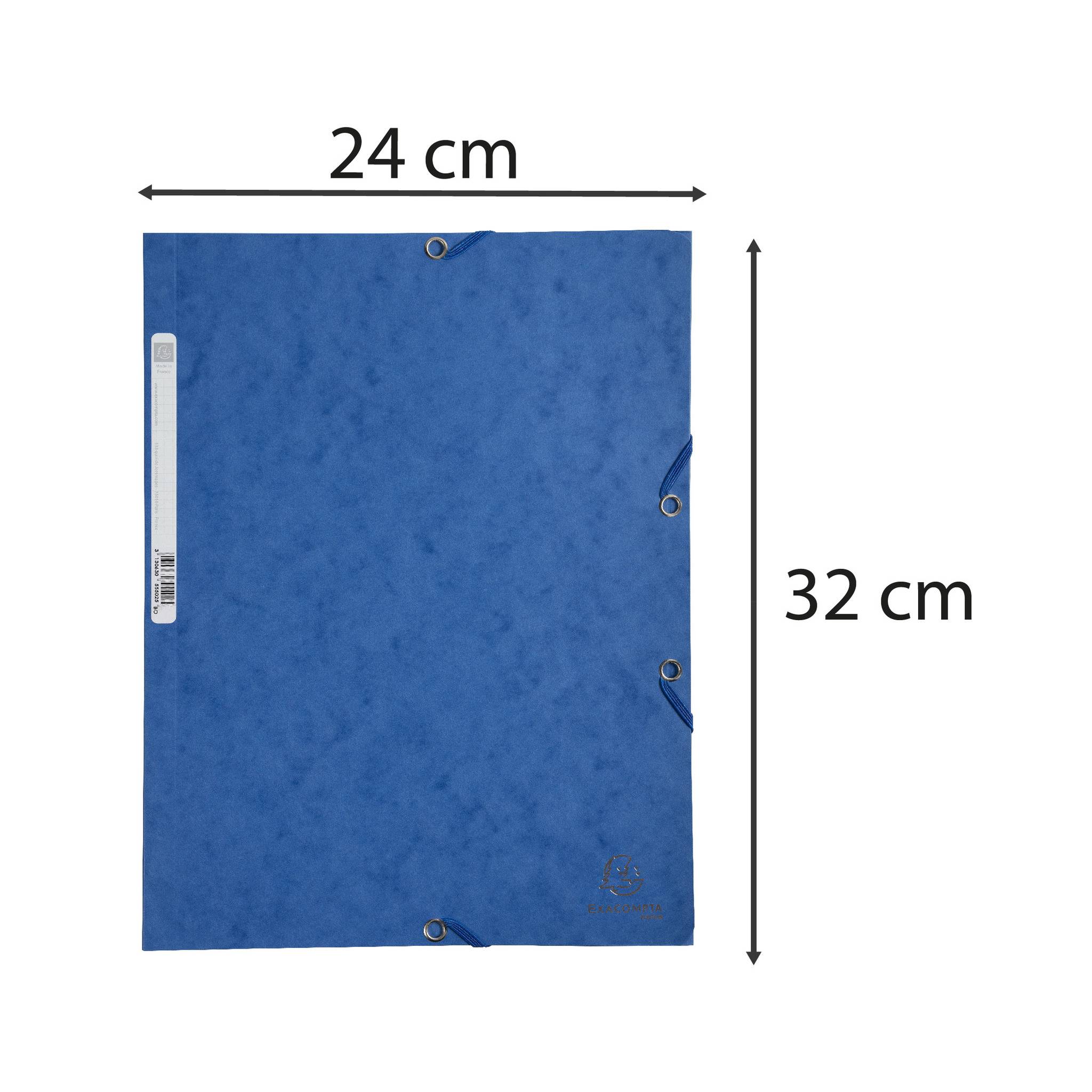 Exacompta 25x Sammelmappe + Gummizug 3 Klappen Karton 400g/m2 A4 Blau 55502E