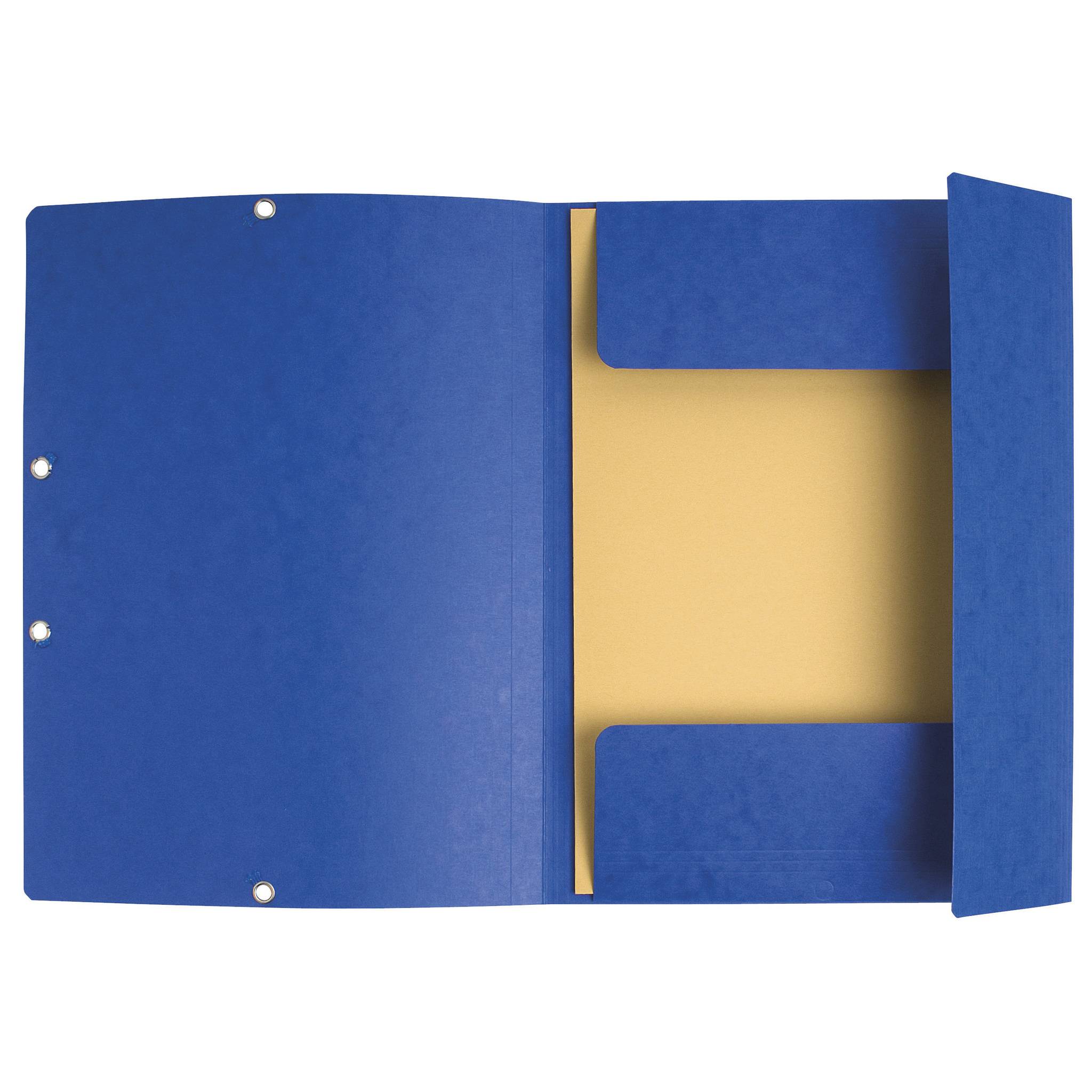 Exacompta 25x Sammelmappe + Gummizug 3 Klappen Karton 400g/m2 A4 Blau 55502E