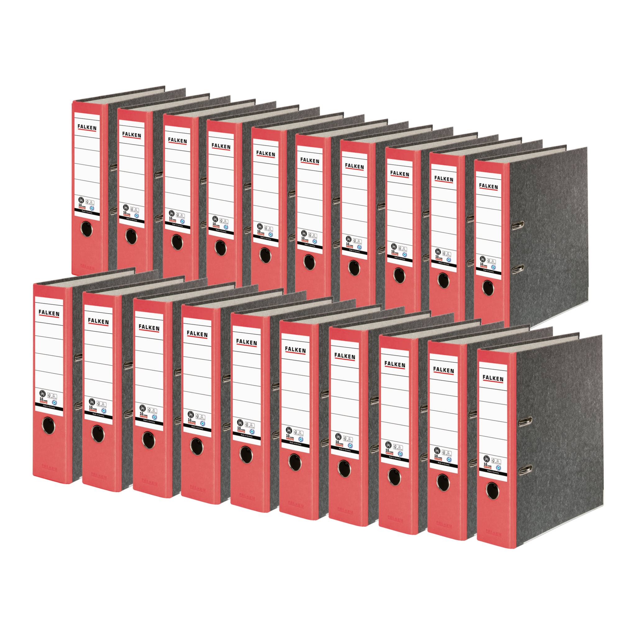 Falken 20x Ordner RC-Wolkenmarmor A4 farbiger Rücken 80mm Rücken rot 80024516F