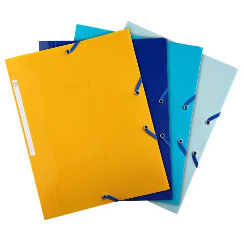 Exacompta 24x Sammelmappe A4 + Gummizug 3 Klappen Recycling-PP sortiert 55110E