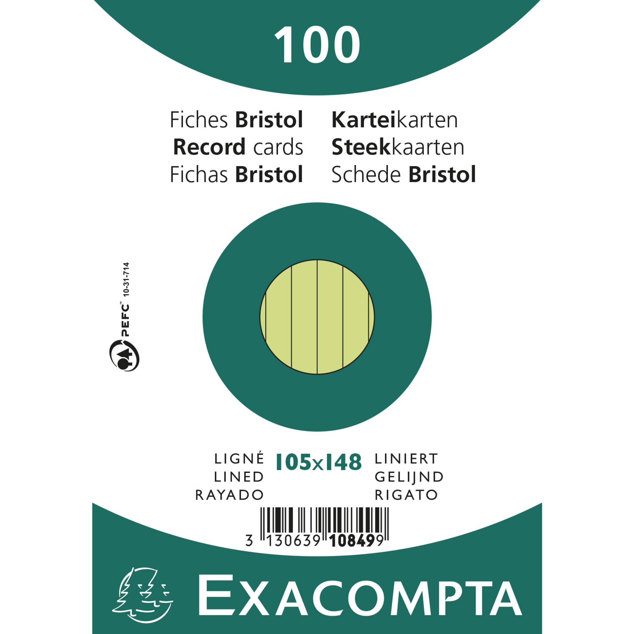Exacompta 20x Karteikarten A6 liniert, 100 Stück eingeschweißt - Grün - 10849SE
