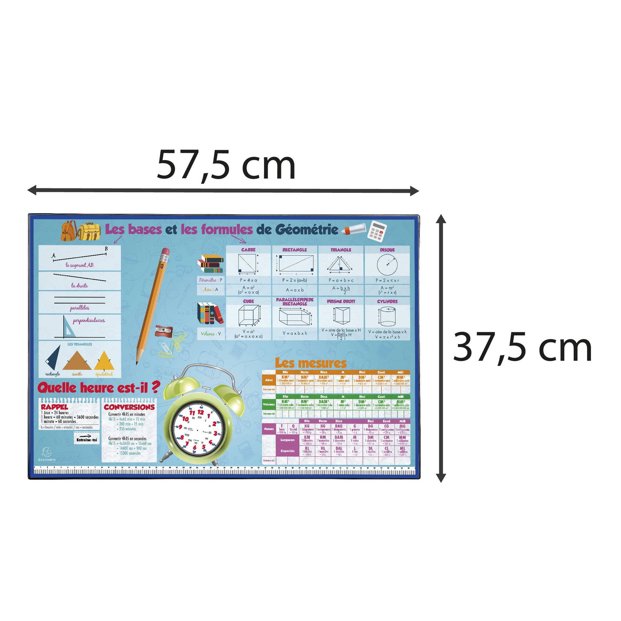 Exacompta 10x feste Schreibtischunterlage PVC Mathematik 375x575 cm Motiv 29792E