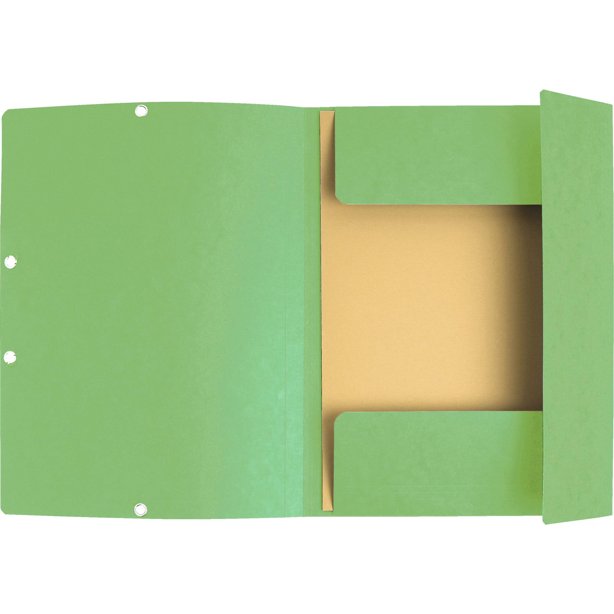 Exacompta 25x Sammelmappe + Gummizug 3 Klappen Karton 400g/m2 A4 Lindgrün 55513E