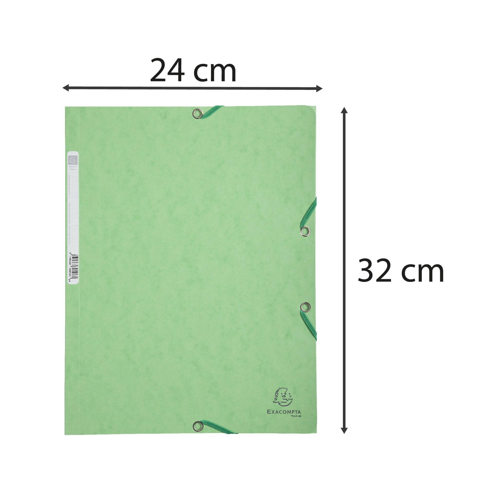 Exacompta 25x Sammelmappe + Gummizug 3 Klappen Karton 400g/m2 A4 Lindgrün 55513E
