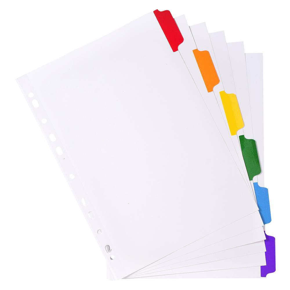 Exacompta 20x Register weißem Karton 160g, 6 farbige Taben, A4, Weiß, 2306E