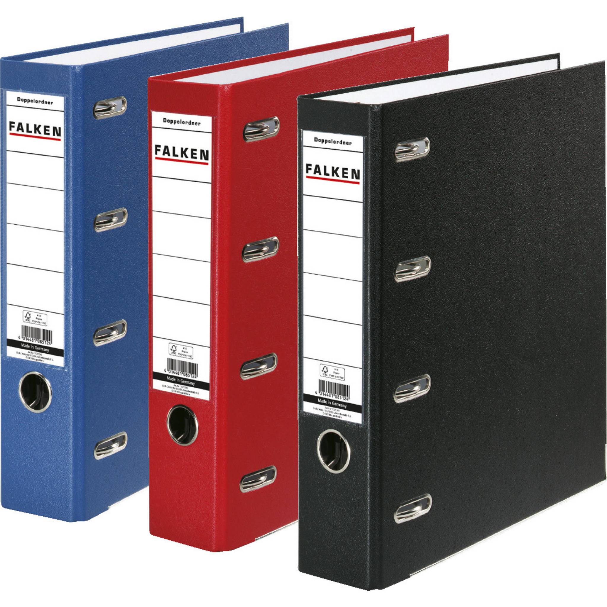Falken 10x PP-Doppelordner A4, Rücken 70mm, + Einsteckschild, Schwarz, 11285343F