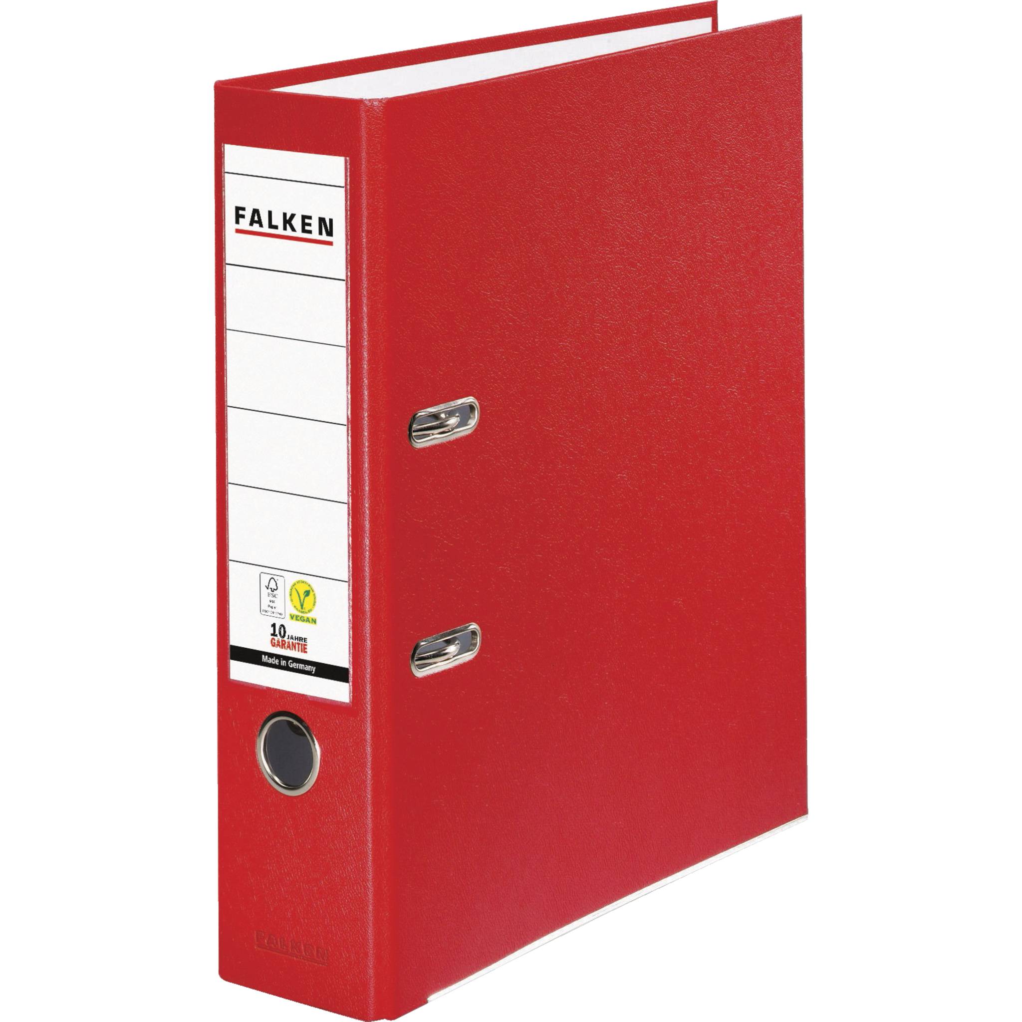 Falken 20x PP-Color-Ordner A4, Rücken 80mm, mit Einsteckschild - Rot - 09984071F
