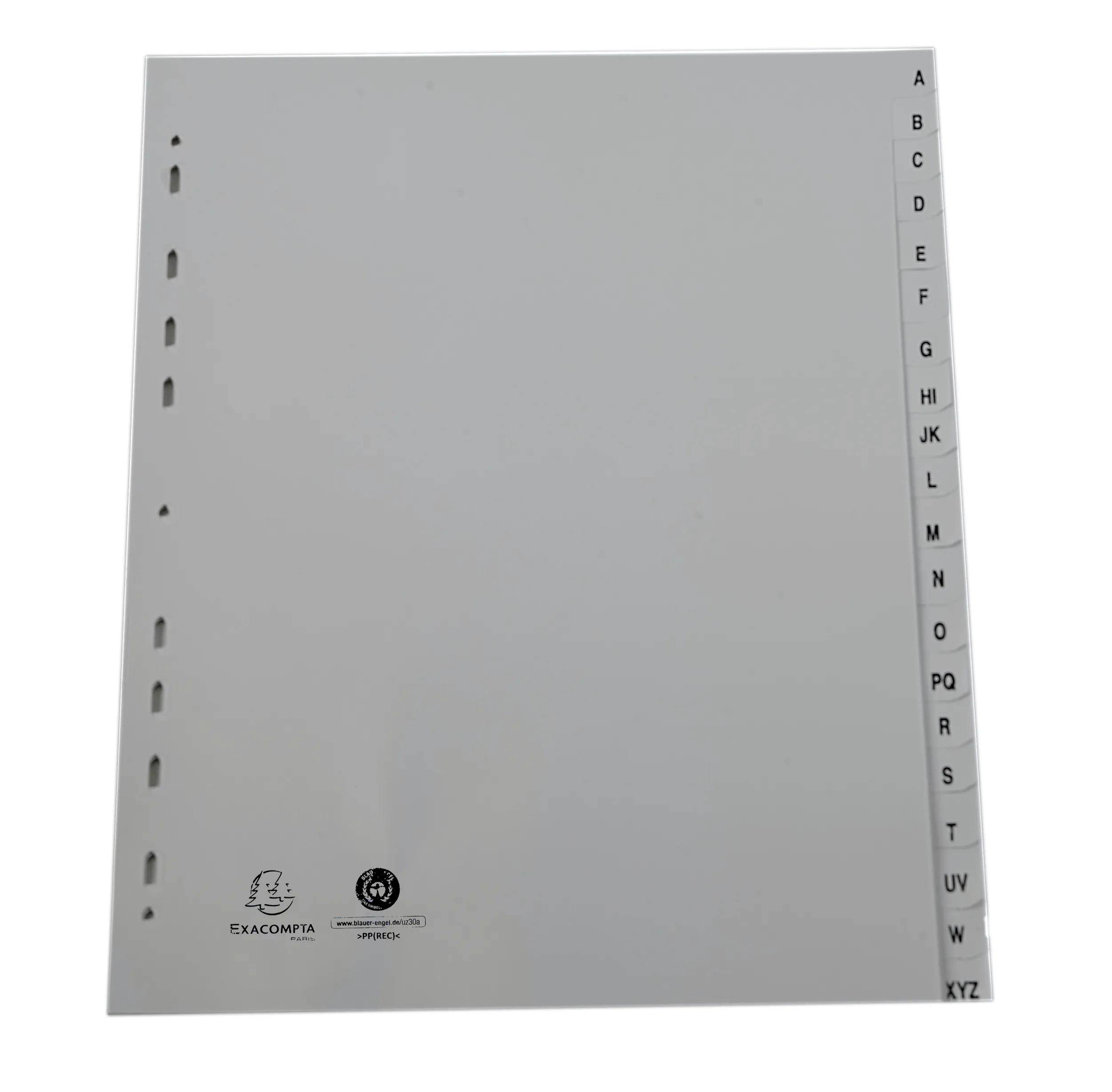 Exacompta 10x Register A4 grauem RC-PP 120µ Taben A-Z 20 Positionen Grau 1920E