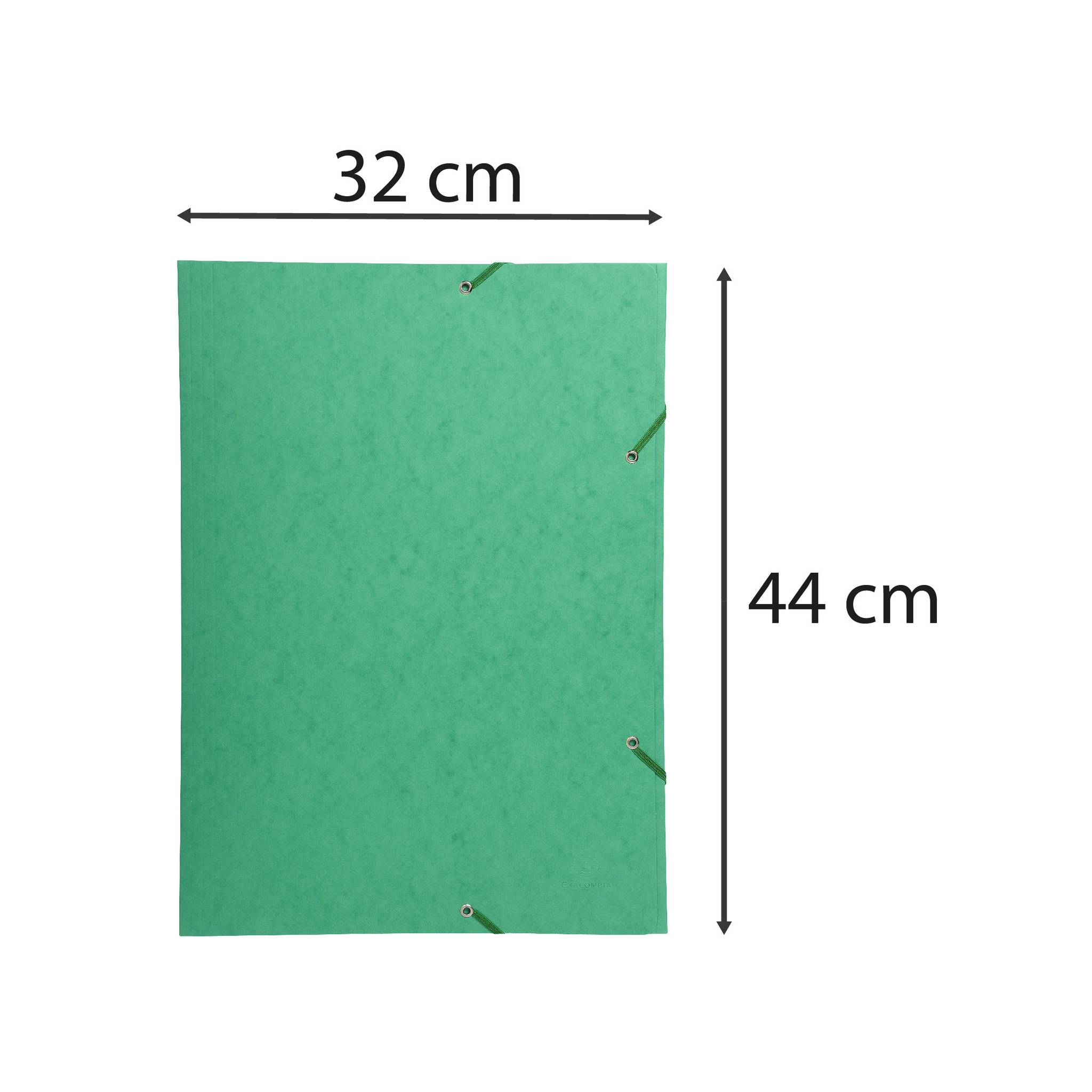 Exacompta 5x Sammelmappe + Gummizug, 3 Klappen Karton, 600g/qm, A3, Grün, 59515E